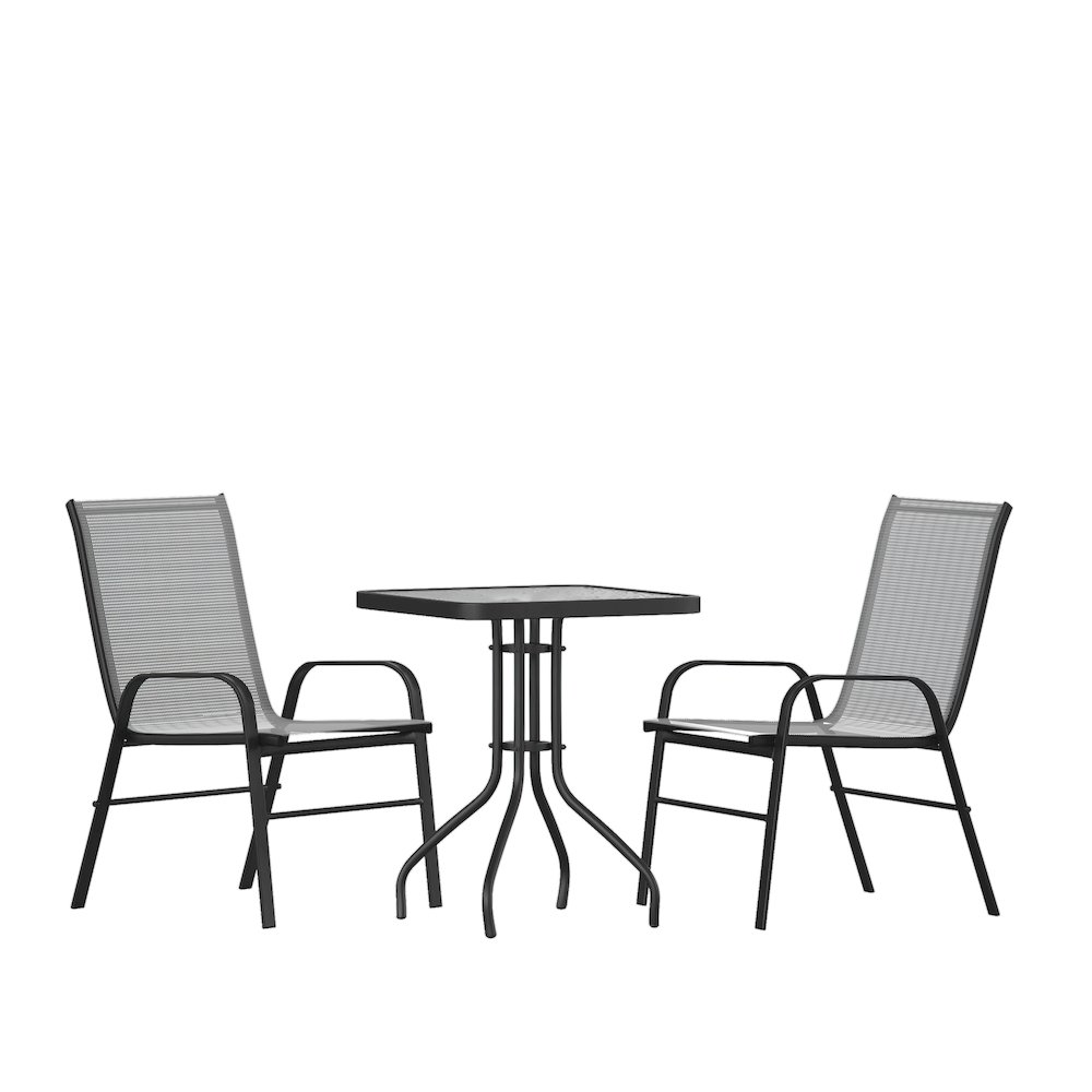 3 Piece Set – 23.5″ Tempered Glass Patio Table
