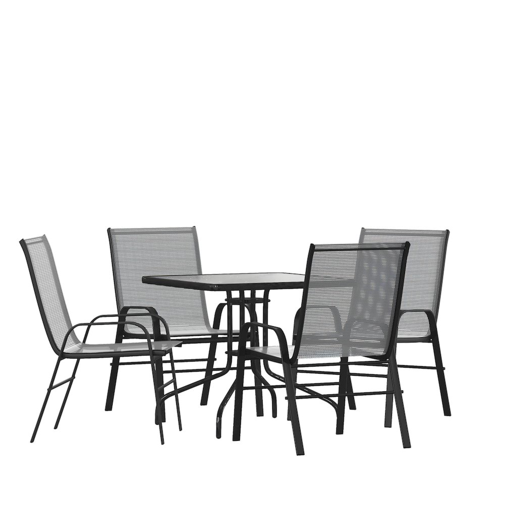 5 Piece Set – 31.5″ Tempered Glass Patio Table