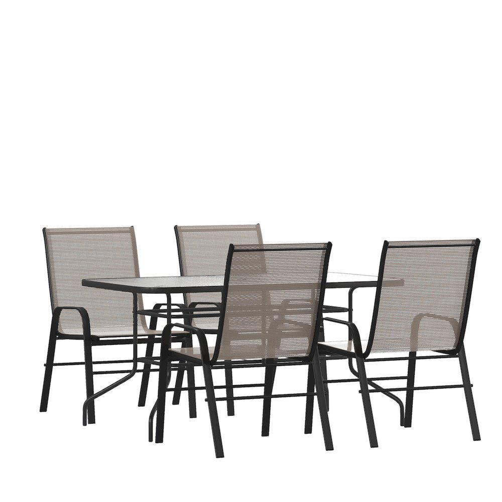 5 Piece Set – 55″ Tempered Glass Patio Table