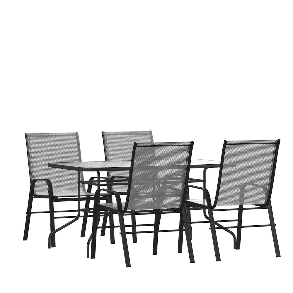 5 Piece Set – 55″ Tempered Glass Patio Table