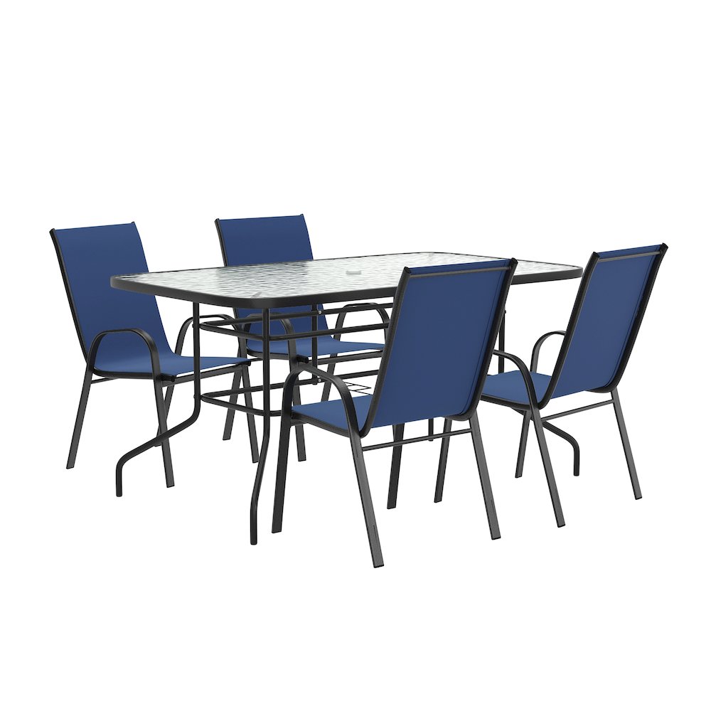 5 Piece Outdoor Patio Dining Set – 55″ Patio Table