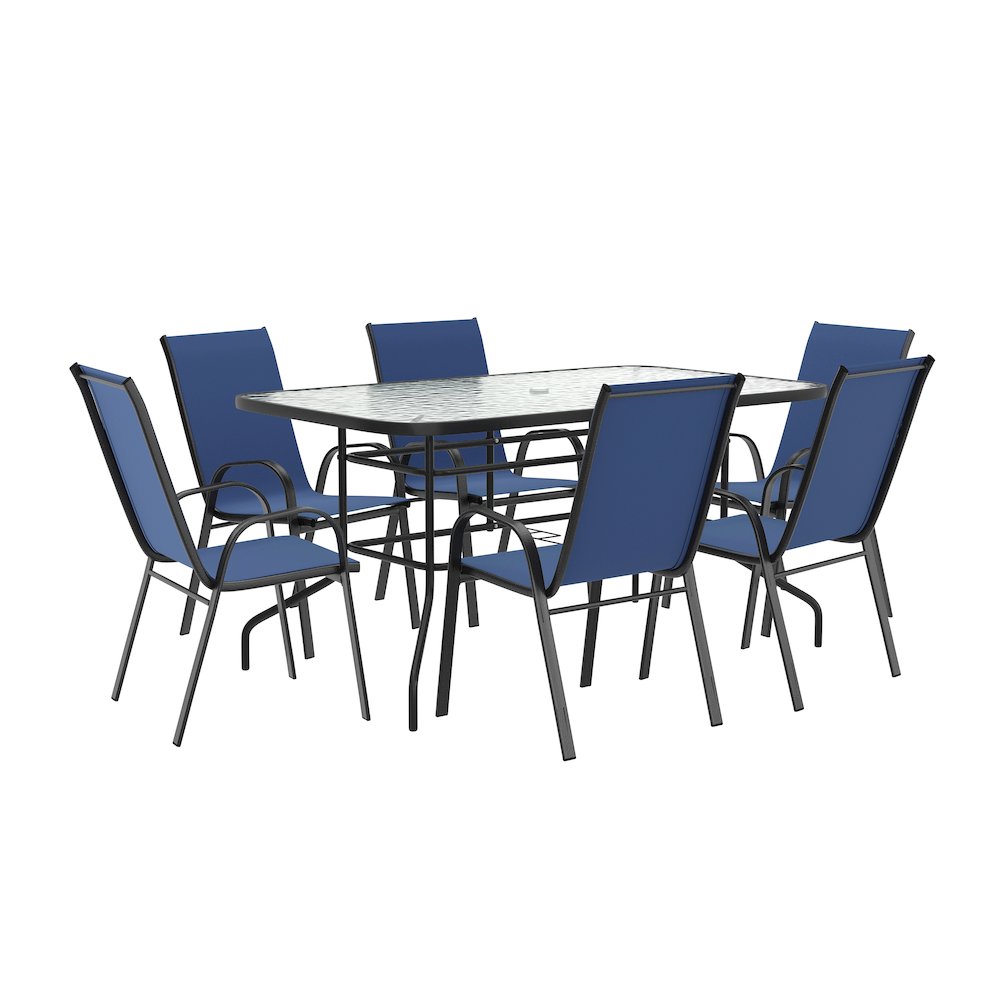 7 Piece Outdoor Patio Dining Set – 55″ Patio Table