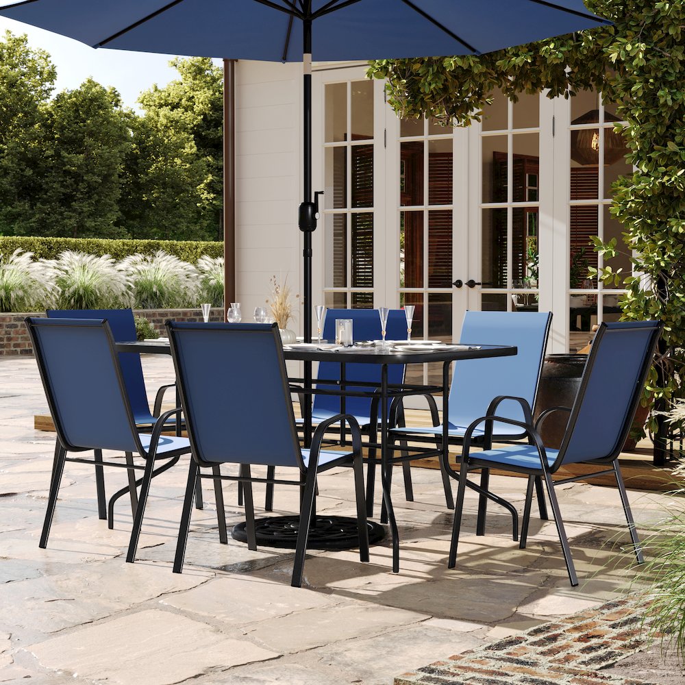 7 Piece Outdoor Patio Dining Set – 55″ Patio Table