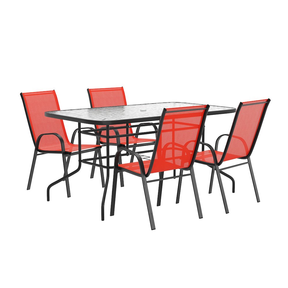 5 Piece Outdoor Patio Dining Set – 55″ Patio Table