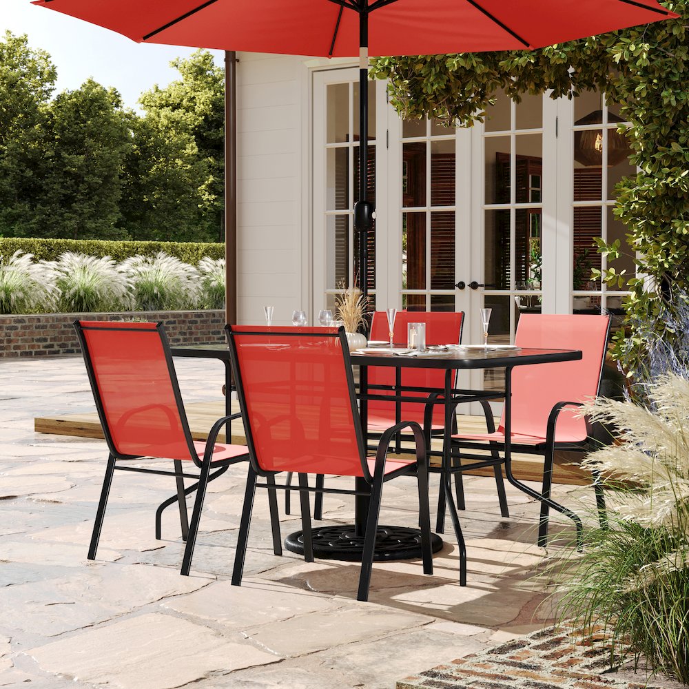 5 Piece Outdoor Patio Dining Set – 55″ Patio Table