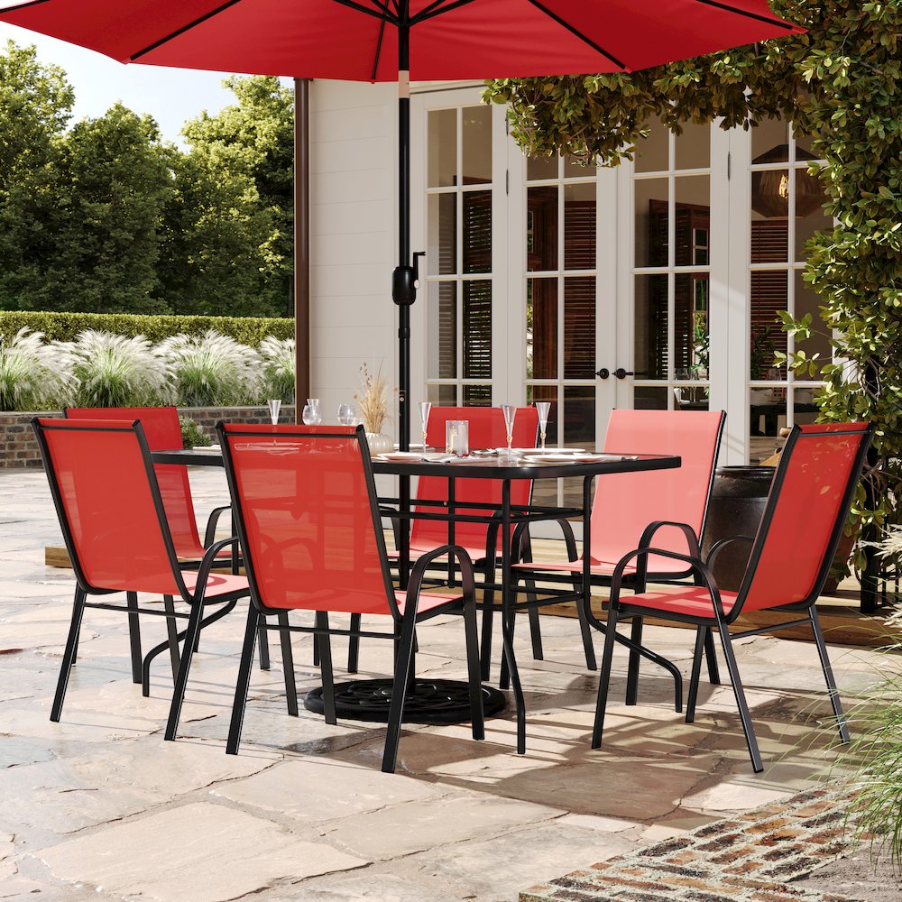 7 Piece Outdoor Patio Dining Set – 55″ Patio Table