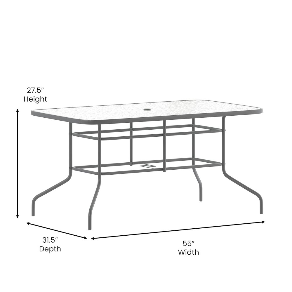 Rectangular Glass Patio Table with Seating for 6