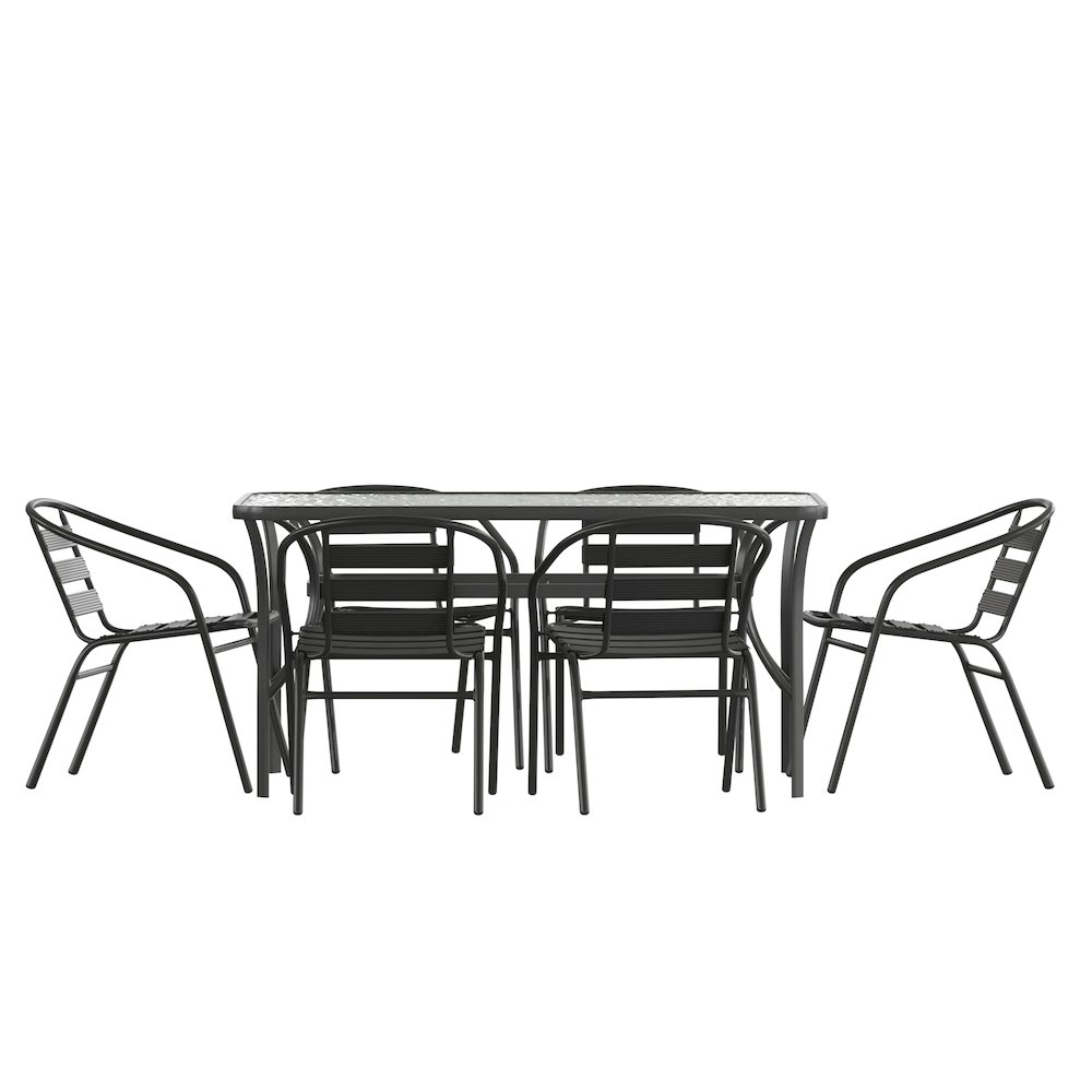 Commercial Grade Outdoor Patio Dining Set With Table and Six Chairs
