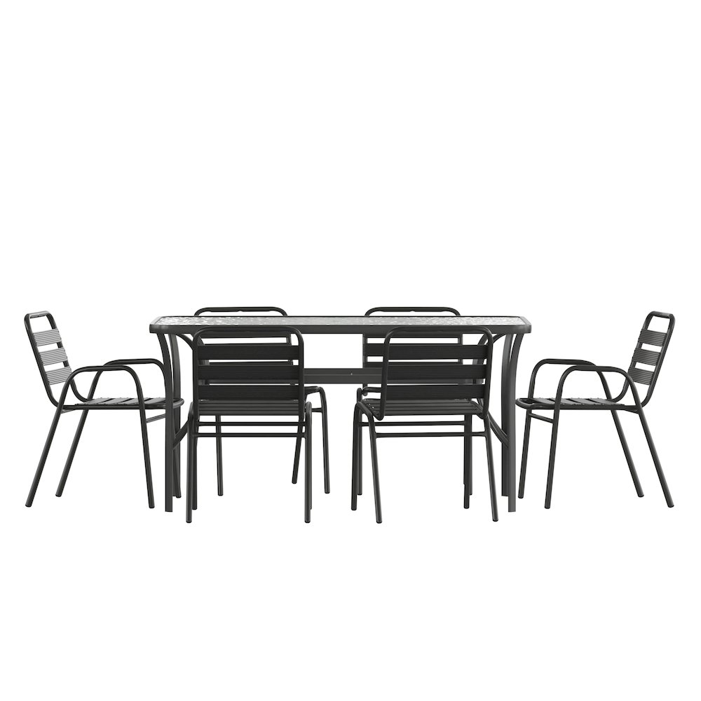 Commercial Grade Outdoor Patio Dining Set With Table and Six Chairs