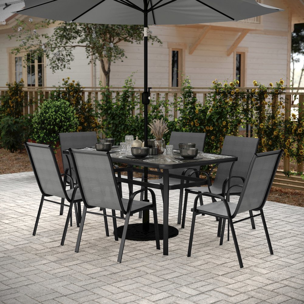 7 Piece Patio Dining Set with Patio Table and 6 Chairs
