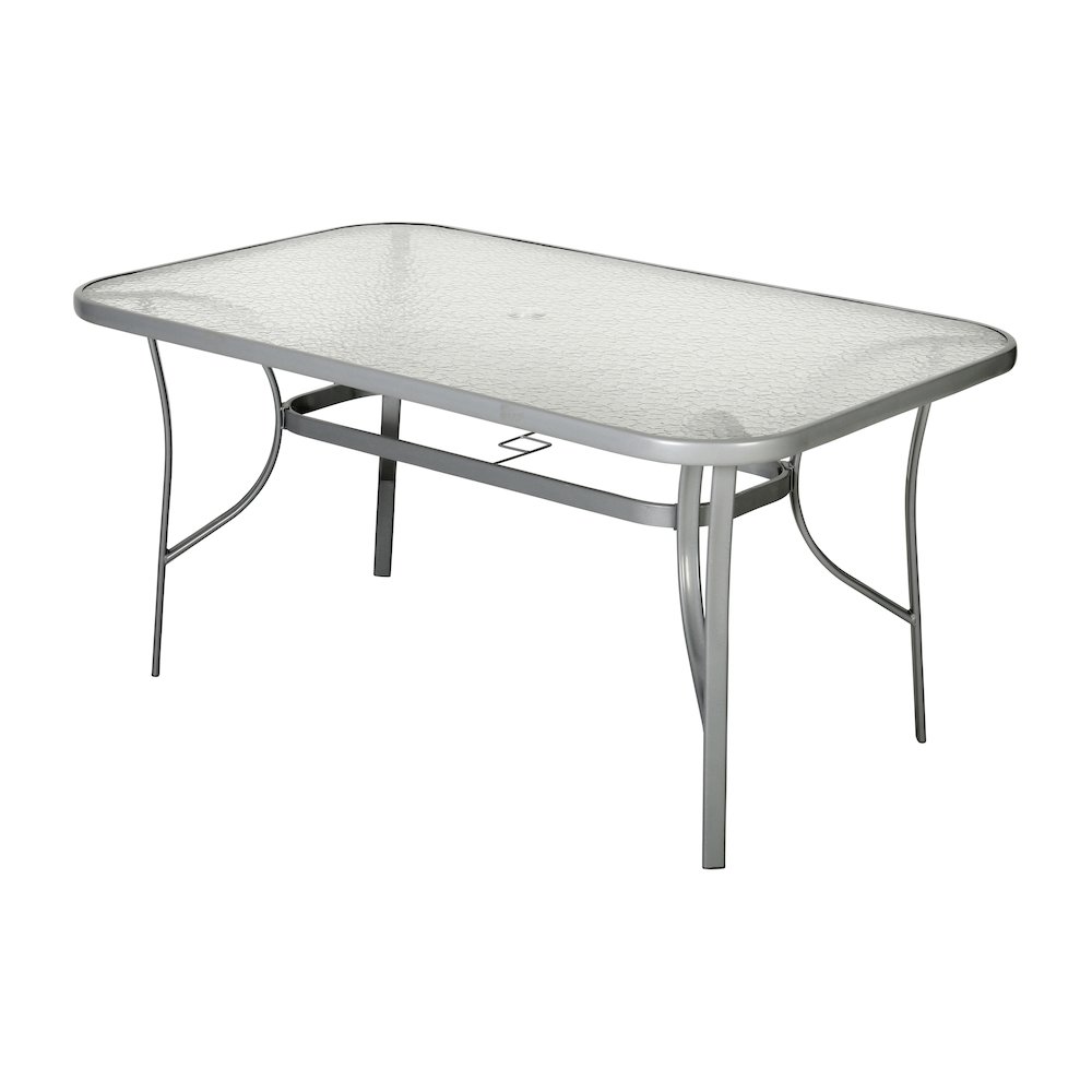 Rectangular Glass Patio Table With Seating for 6
