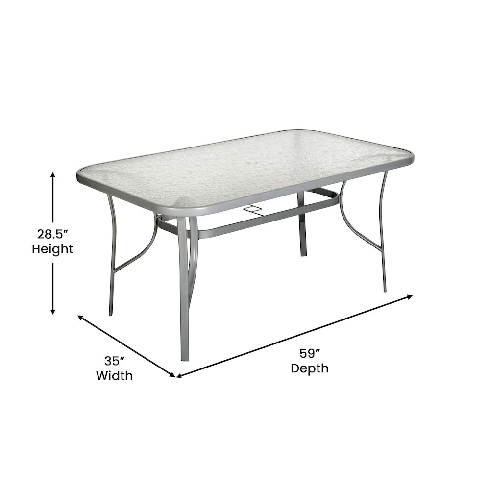 Rectangular Glass Patio Table With Seating for 6