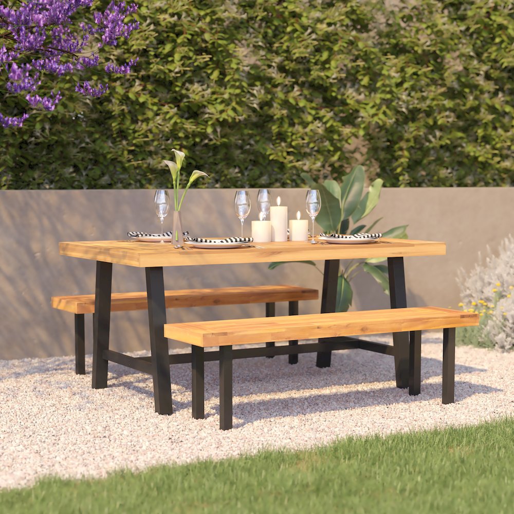 Modern Commercial Grade Acacia Wood Patio Dining Table
