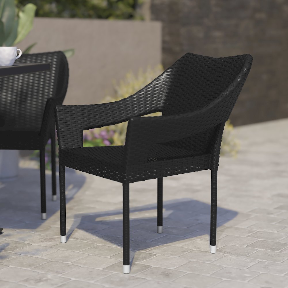 Modern Stackable Patio Dining Chair with Arms