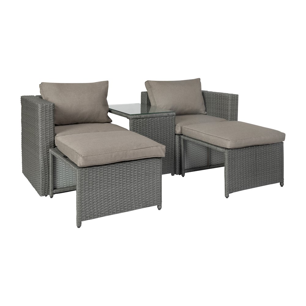 Modular Loveseat Sofa Set with Table and Ottomans