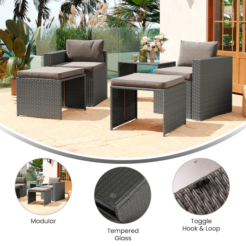 Gray Cushions and Gray Rattan