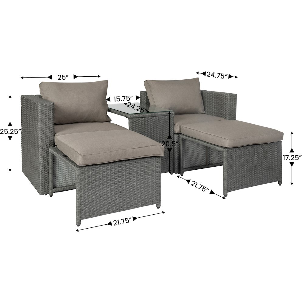 Modular Loveseat Sofa Set with Table and Ottomans