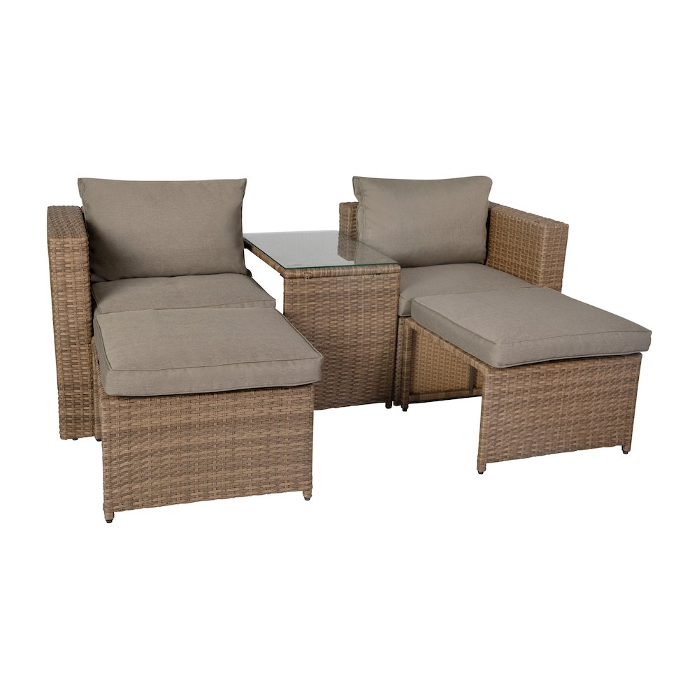 Modular Loveseat Sofa Set with Table and Ottomans
