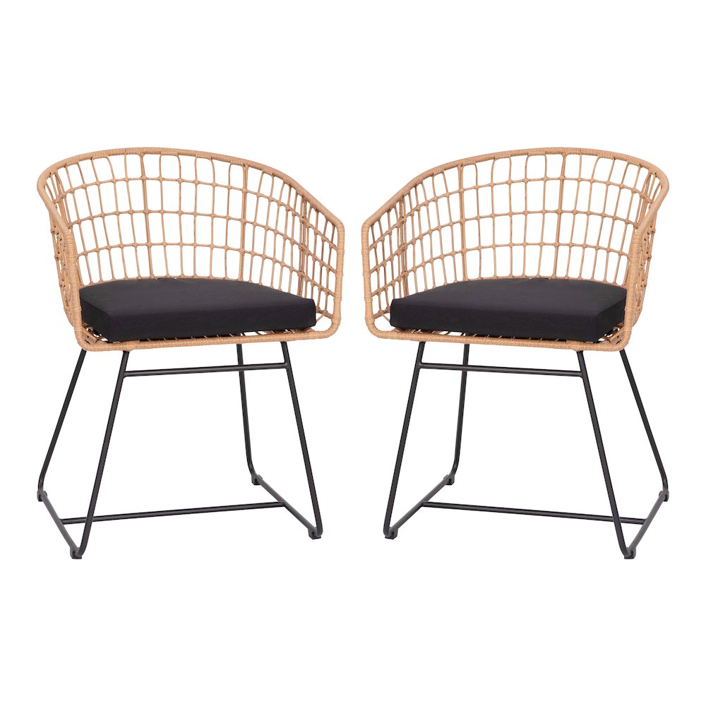 Set of 2 Patio Boho Club Chairs