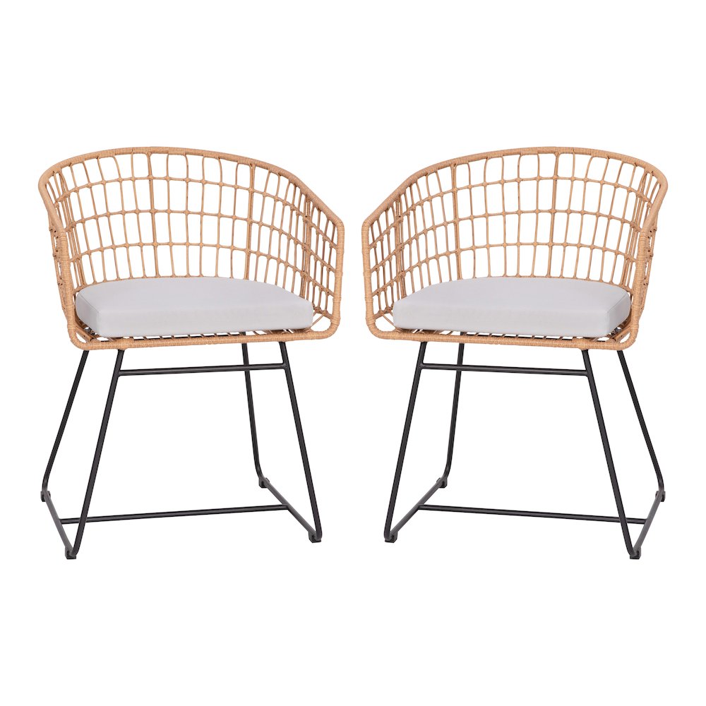 Set of 2 Patio Boho Club Chairs