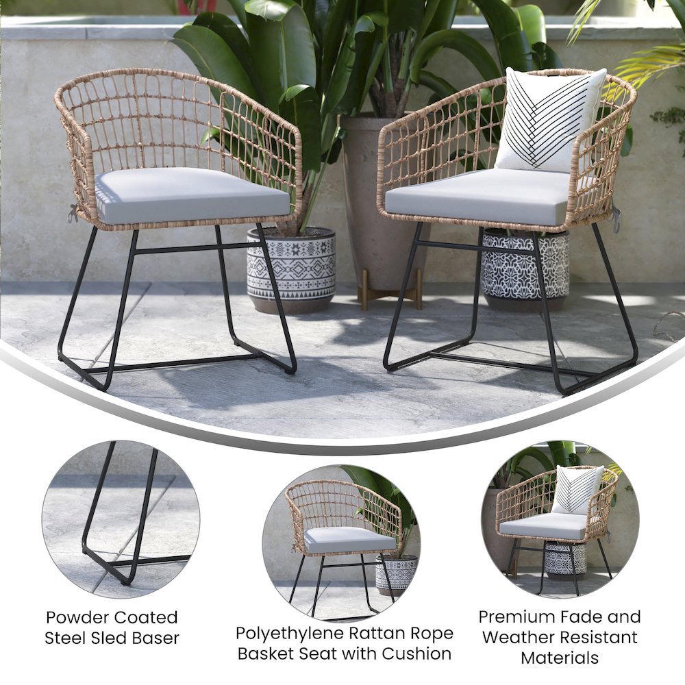 Set of 2 Patio Boho Club Chairs