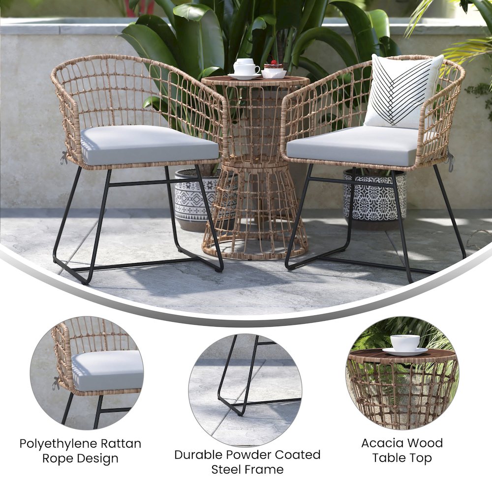 3-Piece Natural Patio Bistro Set