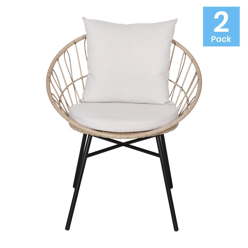 Modern Boho Style Rattan Rope Patio Chairs with Cushions