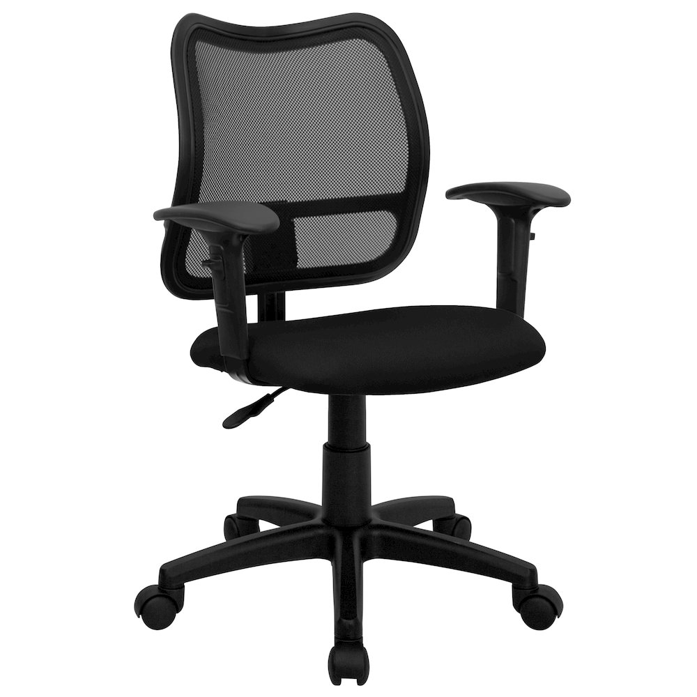 Mid-Back Black Mesh Swivel Task Office Chair with Adjustable Arms