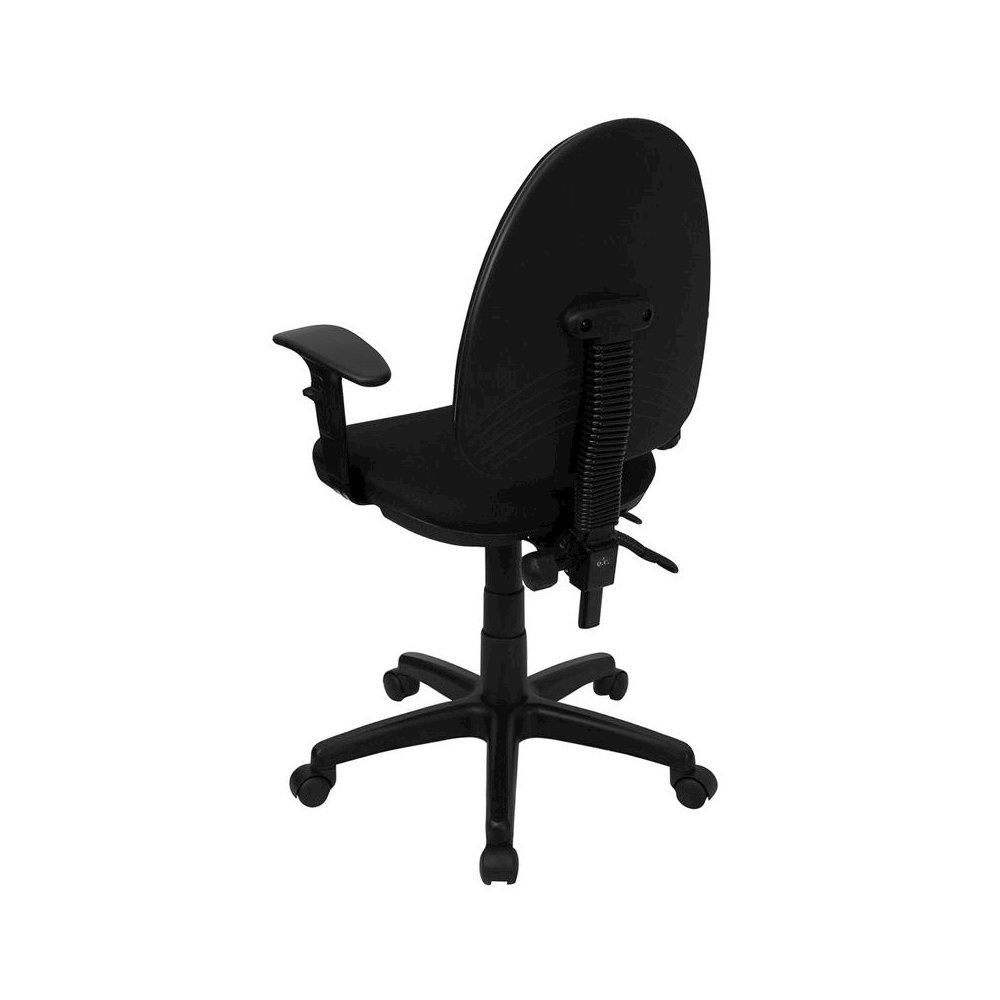 Mid-Back Black Fabric Multifunction Swivel Task Office Chair with Lumbar Support