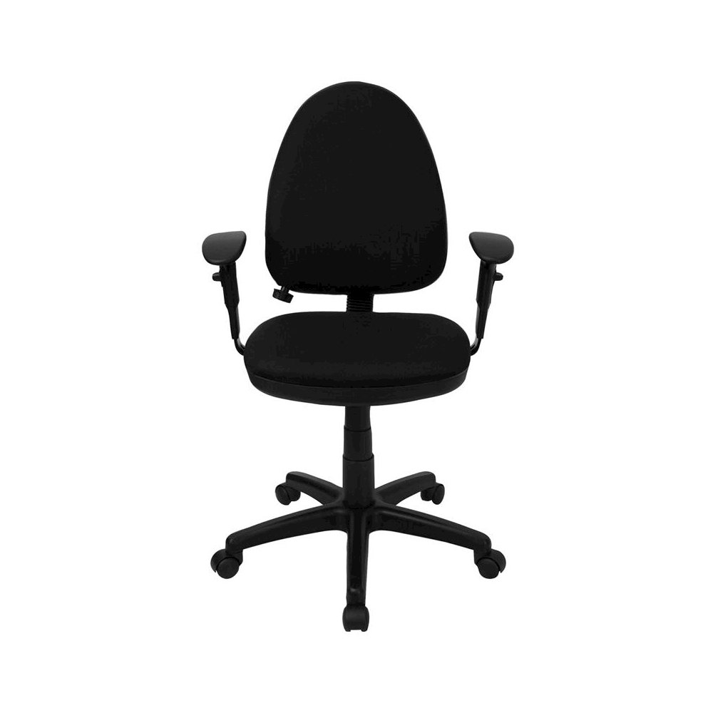 Mid-Back Black Fabric Multifunction Swivel Task Office Chair with Lumbar Support