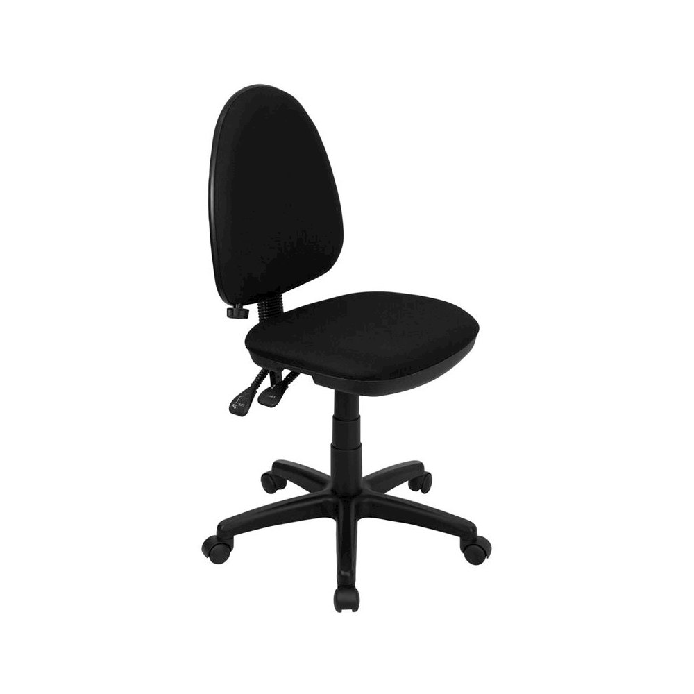 Mid-Back Black Fabric Multifunction Swivel Task Office Chair with Lumbar Support
