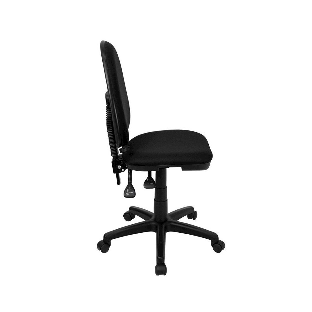 Mid-Back Black Fabric Multifunction Swivel Task Office Chair with Lumbar Support