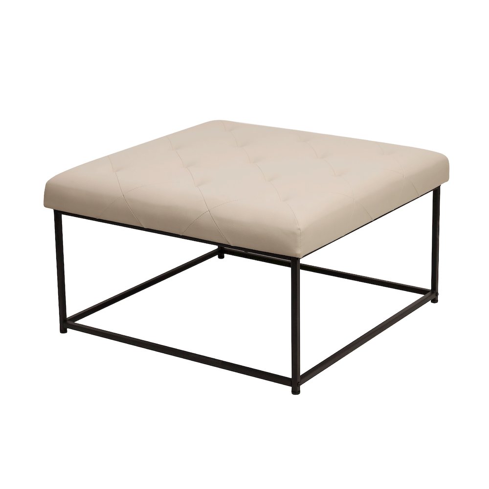 30″ Square LeatherSoft Tufted Ottoman