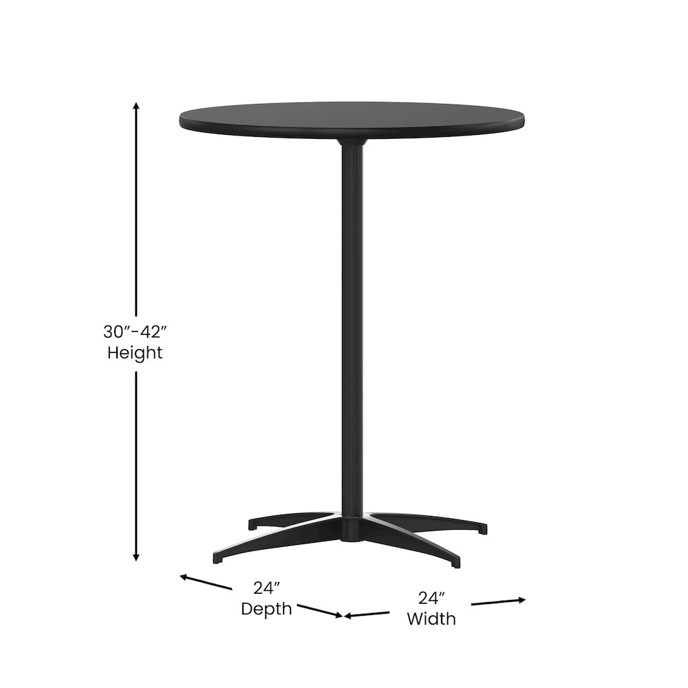 Lars 24” Round Wood Cocktail Table with 30” and 42” Columns