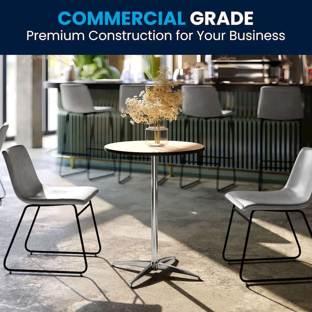 24” Round Wood Cocktail Table with 30” and 42” Columns