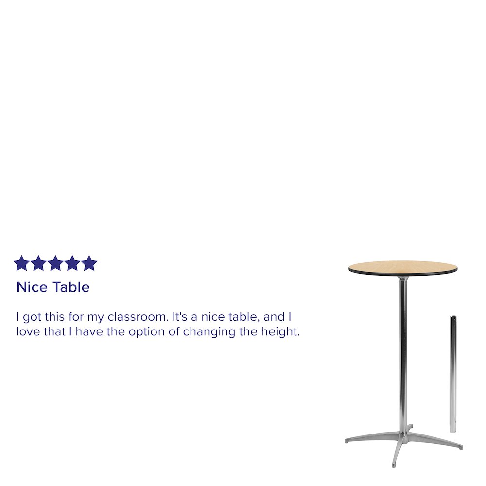 24” Round Wood Cocktail Table with 30” and 42” Columns