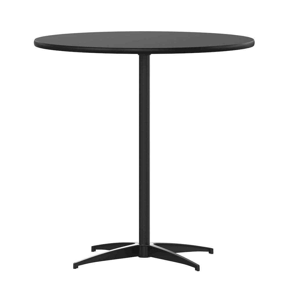 Lars 30” Round Wood Cocktail Table with 30” and 42” Columns