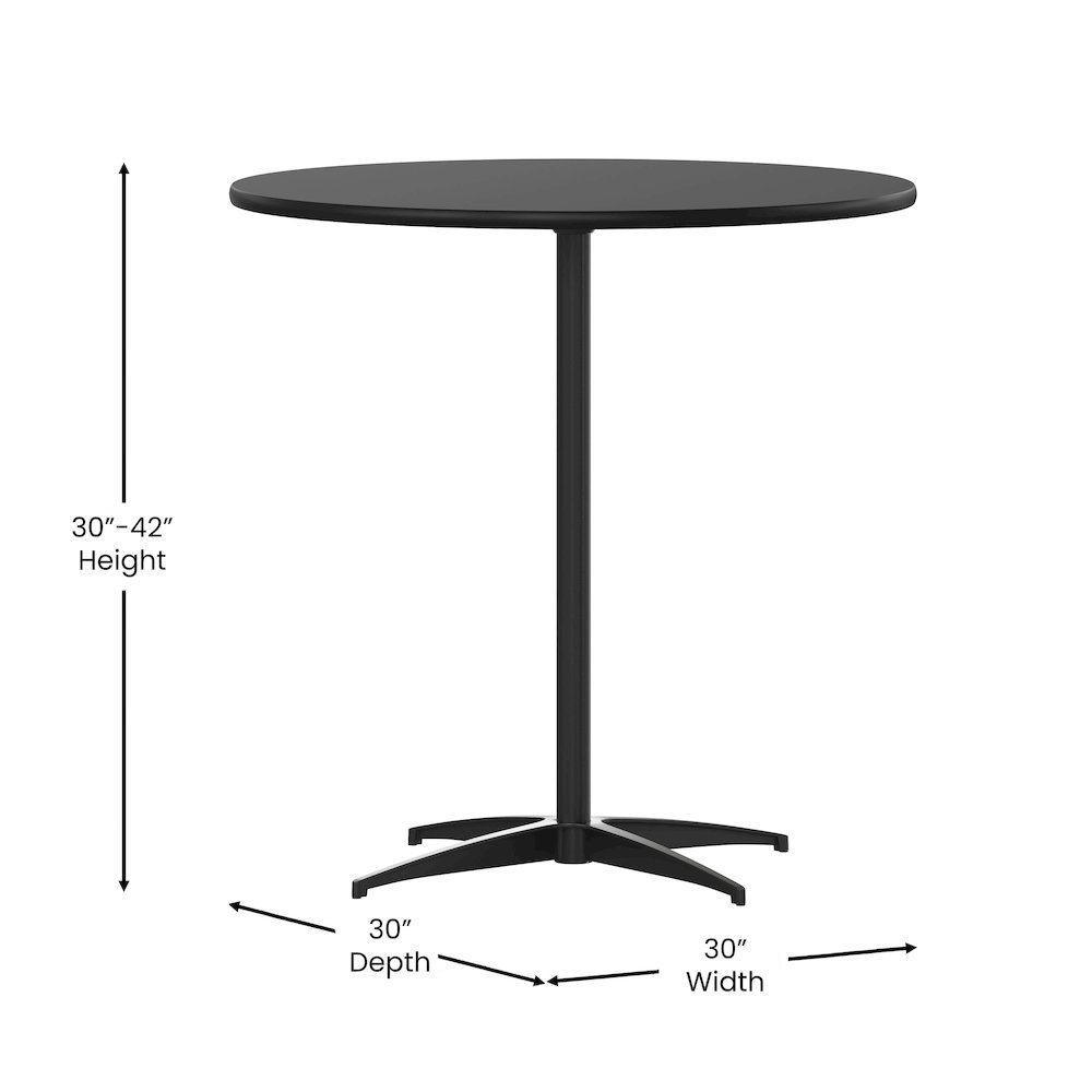 Lars 30” Round Wood Cocktail Table with 30” and 42” Columns