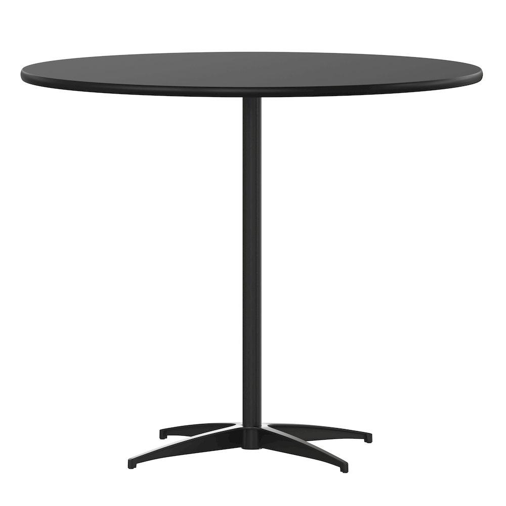 Lars 36” Round Wood Cocktail Table with 30” and 42” Columns