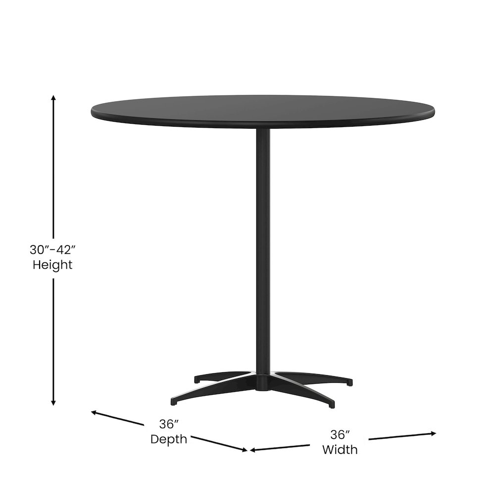 Lars 36” Round Wood Cocktail Table with 30” and 42” Columns