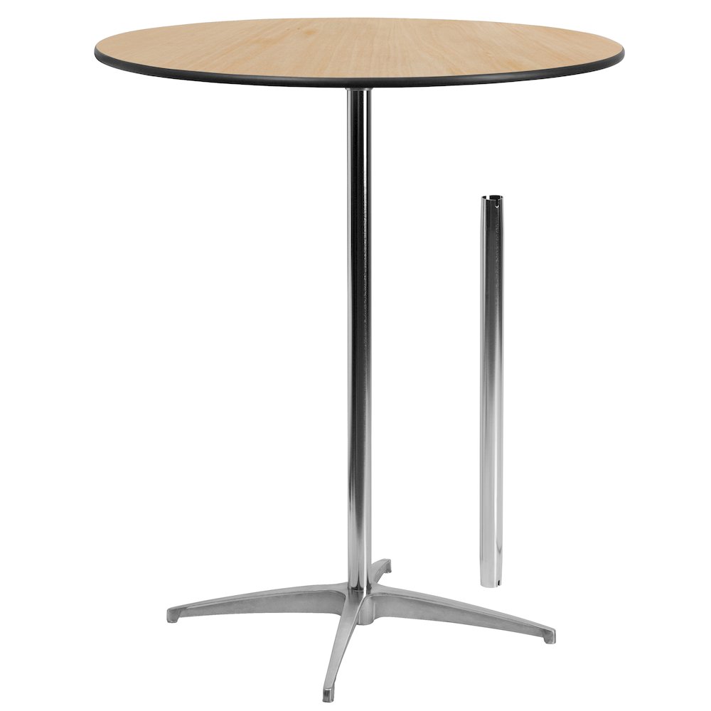 36” Round Wood Cocktail Table with 30” and 42” Columns