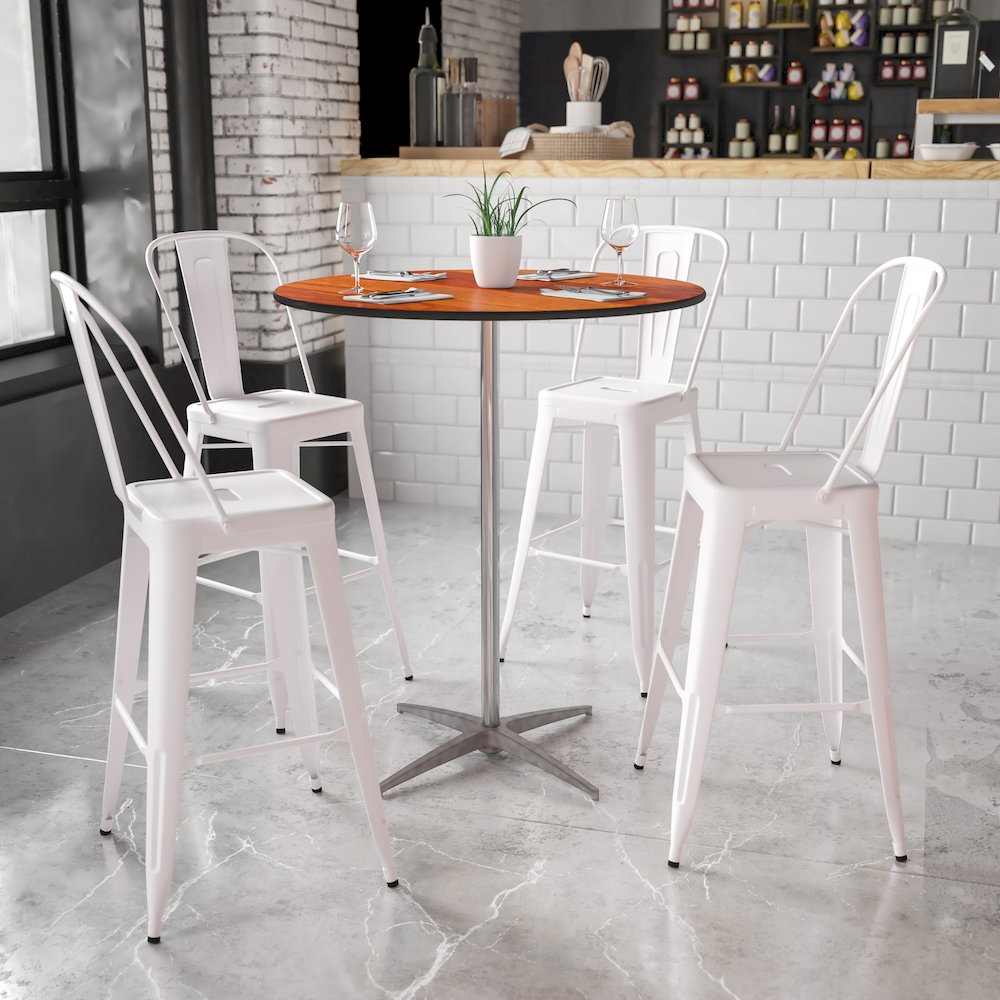 36” Round Wood Cocktail Table with 30” and 42” Columns