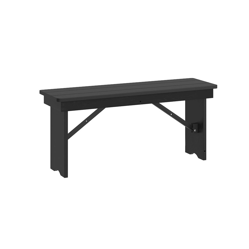 40″ x 12″ Black Wash Antique Solid Pine Farmhouse Folding Bench