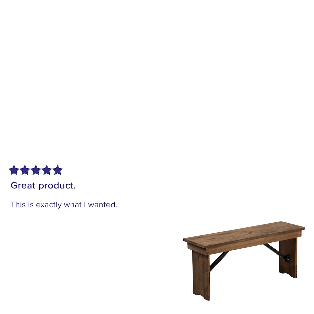 40” x 12” Antique Rustic Solid Pine Folding Farm Bench