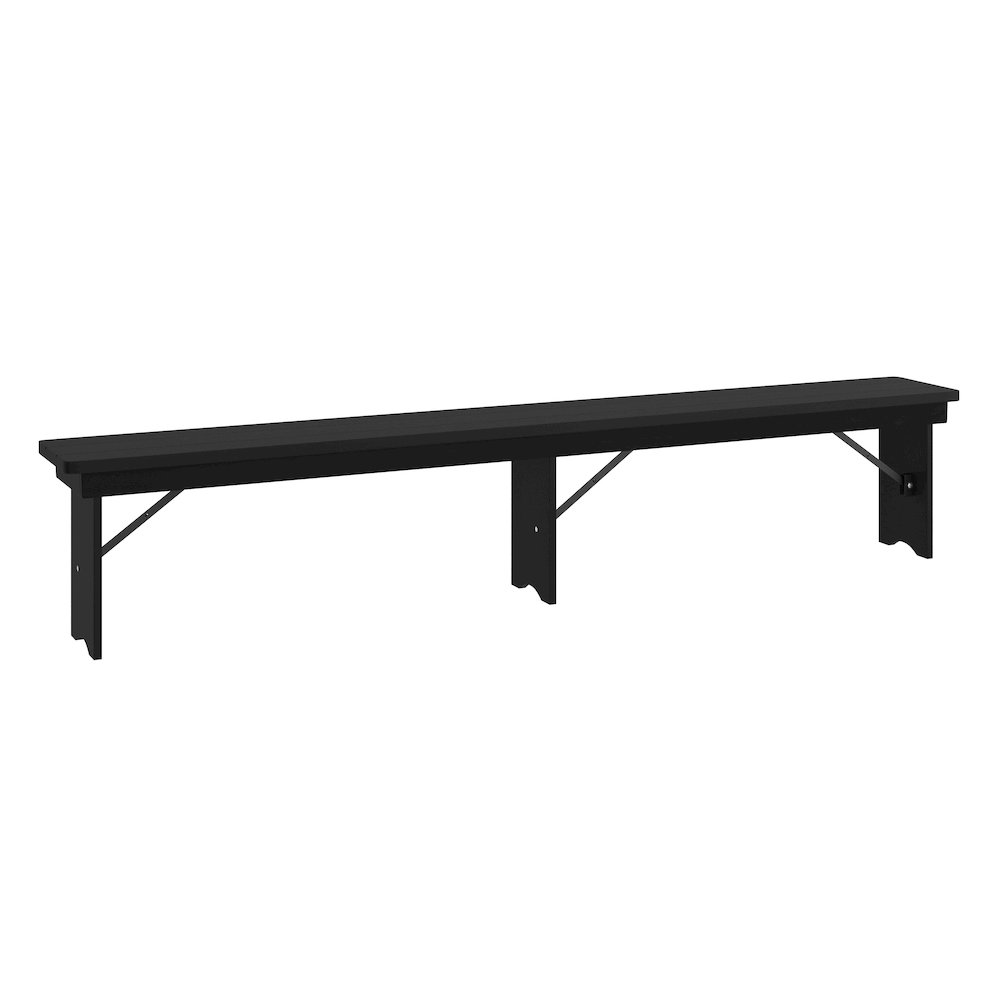 8′ x 12” Black Wash Antique Solid Pine Farmhouse Folding Bench
