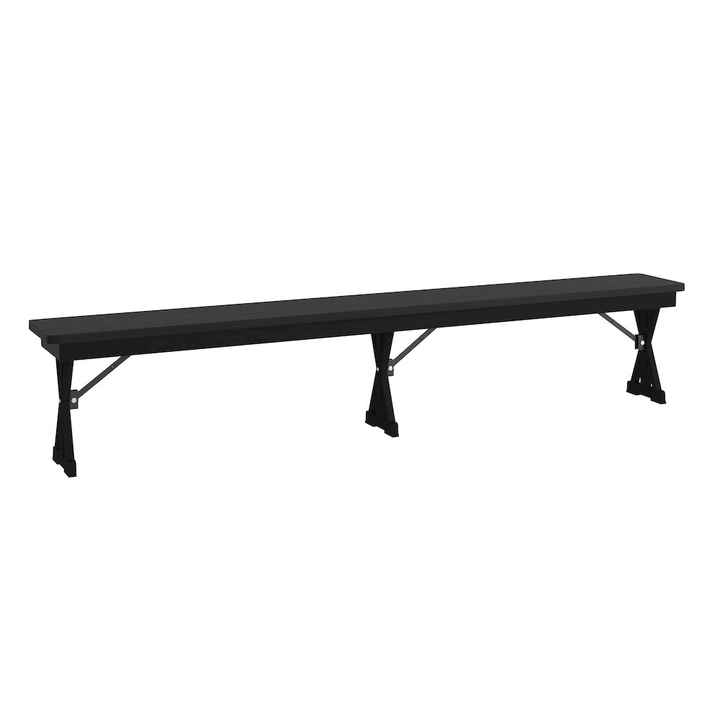 8′ x 12” Black Wash Antique Solid Pine Farmhouse Folding Bench
