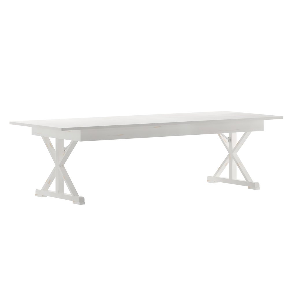 9′ x 40″ Farm Style Dining Table with X-Legs for Commercial and Residential Use