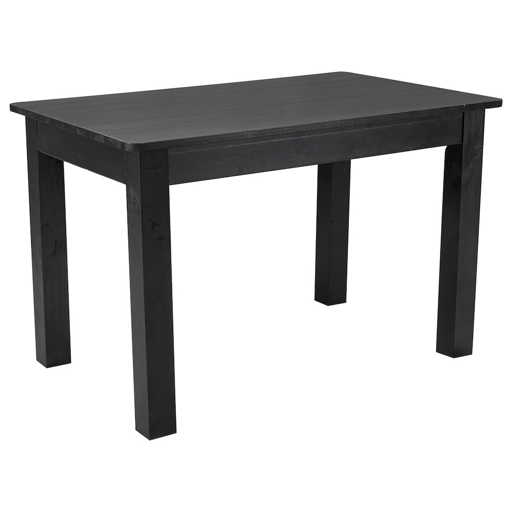 HERCULES 46″ x 30″ Rectangular Black Wash Solid Pine Farm Dining Table