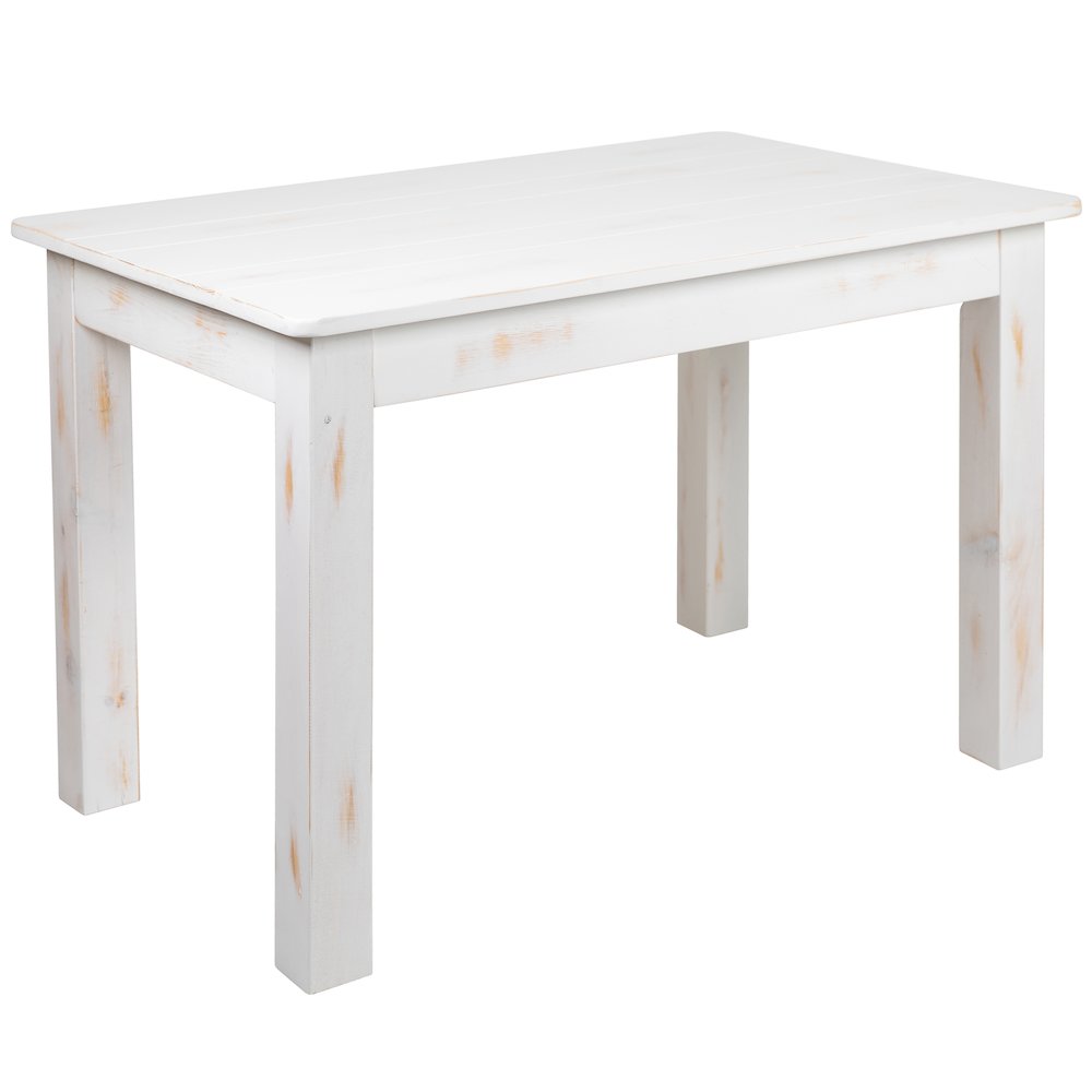 46″ x 30″ Rectangular Antique Rustic White Solid Pine Farm Dining Table