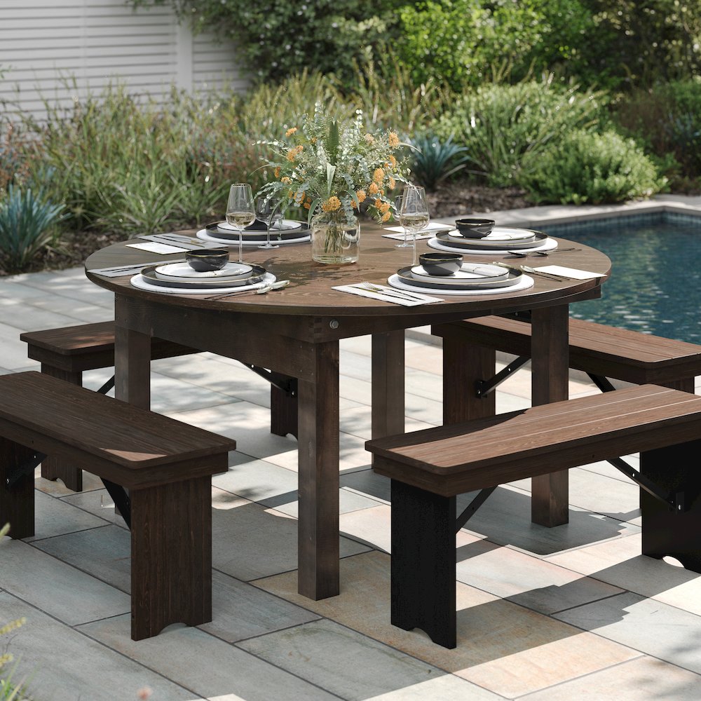 60″ Round Mahogany Farmhouse Folding Table